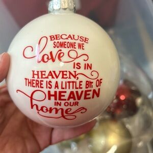 Sentimental White Ornament with Red Script